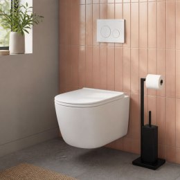 Stojak łazienkowy na papier toaletowy z uchwytem i szczotką do WC czarny ModernHome