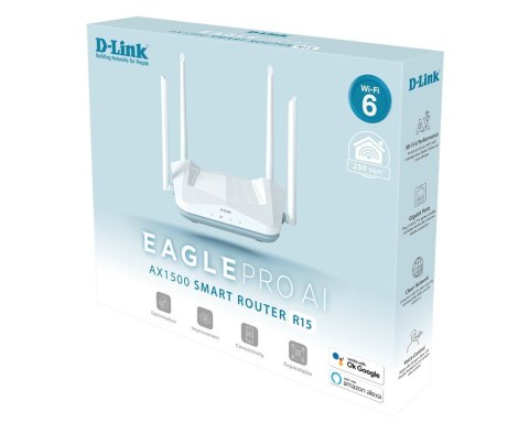D-Link EAGLE PRO AI AX1500 Smart Router router bezprzewodowy Gigabit Ethernet Dual-band (2.4 GHz/5 GHz) Biały