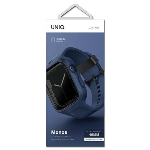 UNIQ pasek Monos 2in1 Apple Watch Strap + Case Series 4/5/6/7/8/SE 44/45mm. niebieski/marine blue