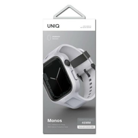 UNIQ pasek Monos 2in1 Apple Watch Strap + Case Series 4/5/6/7/8/SE 44/45mm. szary/chalk grey
