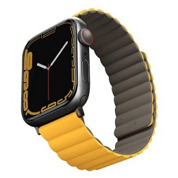 UNIQ pasek Revix Apple Watch Series 4/5/6/7/8/SE/SE2/Ultra 42/44/45mm. Reversible Magnetic musztardowy-khaki/mustard-khaki