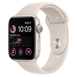 Apple Watch SE GPS, 44 mm Koperta z aluminium w kolorze księżycowej poświaty z paskiem sportowym w kolorze księżycowej poświaty - regu