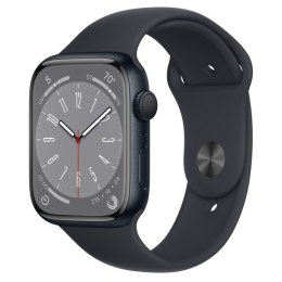 Apple Watch Series 8 GPS, 45 mm Koperta z aluminium w kolorze północy z paskiem sportowym w kolorze północy - regular