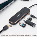 USAMS Adapter HUB 2xUSB + USB-C + HDMI + Micro SD+SD czarny/black SJ575HUB01 (US-SJ575)