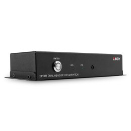 LINDY 2-portowy przełącznik DisplayPort 1.2 z podwójną głowicą