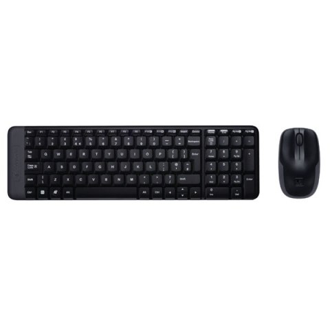 Logitech MK220, zestaw klawiatura z myszą optyczną bezprzewodową, AAA, US, klasyczna, 2.4 [Ghz], bezprzewodowa, czarna, 2x bater