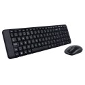 Logitech MK220, zestaw klawiatura z myszą optyczną bezprzewodową, AAA, US, klasyczna, 2.4 [Ghz], bezprzewodowa, czarna, 2x bater