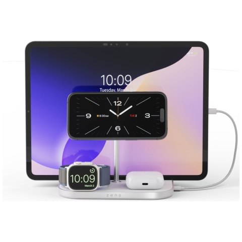 Magnetyczna ładowarka indukcyjna Zens 4w1 Qi2 60W USB-C srebrny