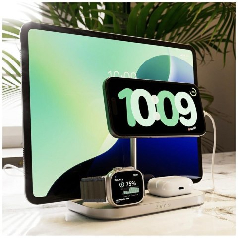 Magnetyczna ładowarka indukcyjna Zens 4w1 Qi2 60W USB-C srebrny
