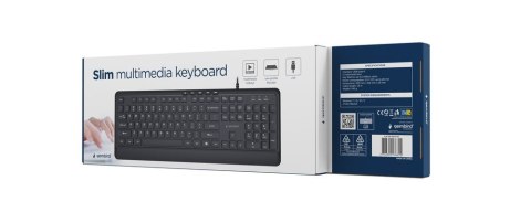 GEMBIRD KLAWIATURA PRZEWODOWA MULTIMEDIALNA SLIM, USB 5 KLAWISZY HOTKEYS, US LAYOUT, CZARNA