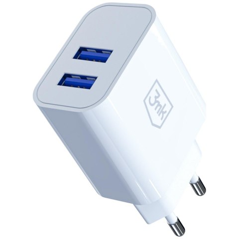 Ładowarka Sieciowa 3MK FlowPower 2xUSB-A 10W 2.4A biały