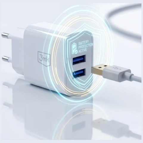 Ładowarka Sieciowa 3MK FlowPower 2xUSB-A 10W 2.4A biały