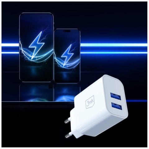 Ładowarka Sieciowa 3MK FlowPower 2xUSB-A 10W 2.4A biały