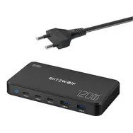 Sieciowa stacja ładująca BlitzWolf 5 w 1 czarna / 120W / 2xUSB-A / 3xUSB-C