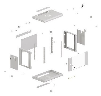 LANBERG SZAFA INSTALACYJNA RACK WISZĄCA 19" 4U 540X350 SZARA DRZWI PRZESZKLONE (FLAT PACK)