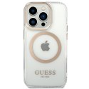 Guess GUHMP14LHTRMD iPhone 14 Pro 6,1" złoty/gold hard case Metal Outline Magsafe