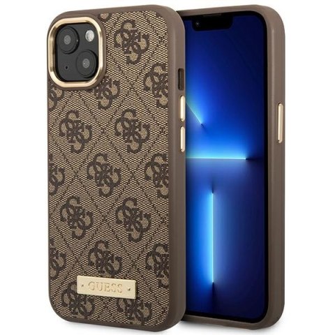 Guess GUHMP14MU4GPRW iPhone 14 Plus 6,7" brązowy/brown hard case 4G Logo Plate MagSafe