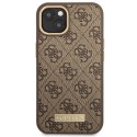 Guess GUHMP14MU4GPRW iPhone 14 Plus 6,7" brązowy/brown hard case 4G Logo Plate MagSafe