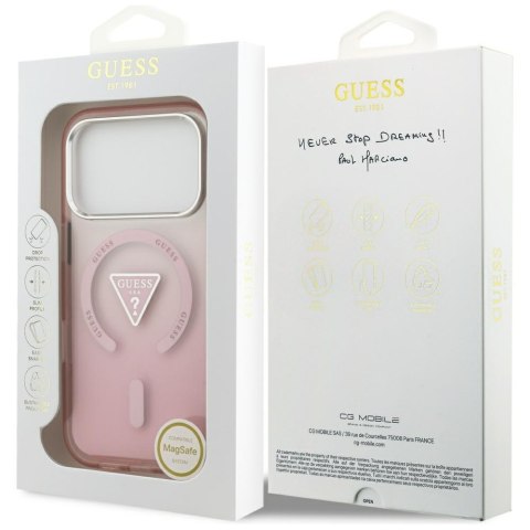 Etui Guess IML Gradient Triangle Logo MagSafe do iPhone 17 Pro różowy