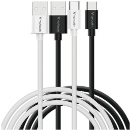 Kable Verbatim Sync & Charge USC-C do A essentials 18W czarny / biały 2szt. 32393