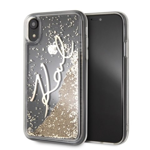 Karl Lagerfeld KLHCI61SGGO iPhone Xrzłoty/gold hard case Signature Liquid Glitter