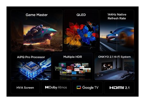 Telewizor TCL 65P8K QLED 65" 4K Ultra HD 120Hz Google TV Dolby Atmos Metaliczny