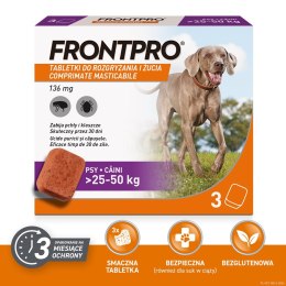 FRONTPRO Tabletki na pchły i kleszcze dla psa (>25-50 kg) - 3x 136mg