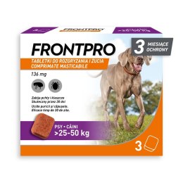 FRONTPRO Tabletki na pchły i kleszcze dla psa (>25-50 kg) - 3x 136mg