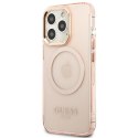 Guess GUHMP13XHTCMP iPhone 13 Pro Max 6,7" różowy/pink hard case Gold Outline Translucent MagSafe