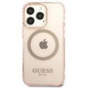 Guess GUHMP13LHTCMP iPhone 13 Pro / 13 6,1" różowy/pink hard case Gold Outline Translucent MagSafe