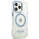 Guess GUHMP13LHTRMB iPhone 13 Pro / 13 6,1" niebieski/blue hard case Metal Outline Magsafe