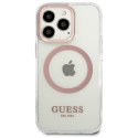 Guess GUHMP13LHTRMP iPhone 13 Pro / 13 6,1" różowy/pink hard case Metal Outline Magsafe