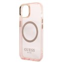 Guess GUHMP13MHTCMP iPhone 13 6,1" różowy/pink hard case Gold Outline Translucent MagSafe