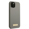 Guess GUHMP13MSPLG iPhone 13 6,1" szary/grey hard case Silicone Logo Plate MagSafe