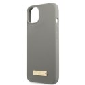 Guess GUHMP13MSPLG iPhone 13 6,1" szary/grey hard case Silicone Logo Plate MagSafe