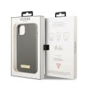 Guess GUHMP13MSPLG iPhone 13 6,1" szary/grey hard case Silicone Logo Plate MagSafe