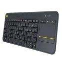 Logitech K400 Plus, klawiatura AA, US, multimedialny, 2.4 [GHz], bezprzewodowa, czarna