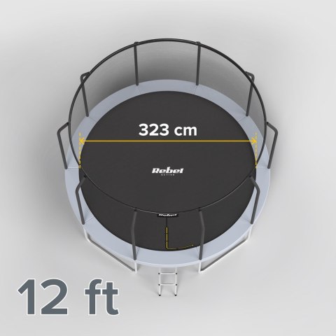 REBEL ACTIVE TRAMPOLINA PRO 12FT/366CM, SIATKA, DRABINKA RBA-8003