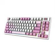 MSI FORGE GK600 TKL WIRELESS VIOLET klawiatura Gaming USB + Bluetooth QWERTY Hiszpański Różowy, Fioletowy, Biały