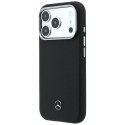Etui Mercedes Leather Semi Wrap Grill Pattern MagSafe do iPhone 17 Pro czarny