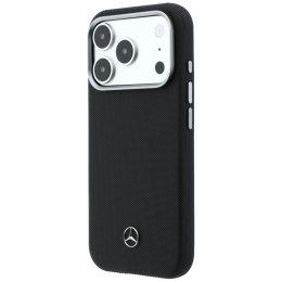 Etui Mercedes Leather Semi Wrap Grill Pattern MagSafe do iPhone 17 Pro czarny