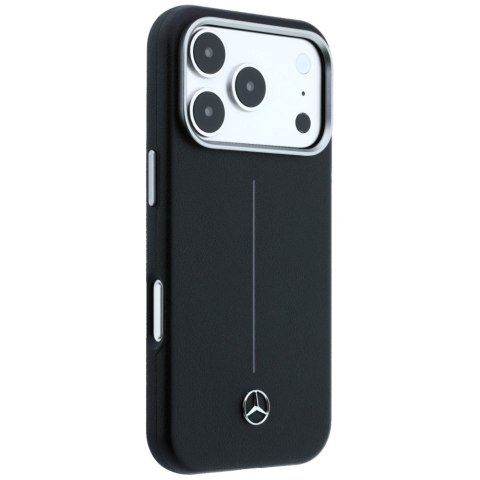 Etui Mercedes Leather Semi Wrap Iconic Line MagSafe do iPhone 17 Pro Max czarny