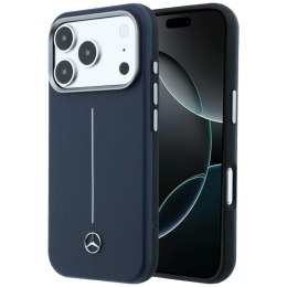 Etui Mercedes Leather Semi Wrap Iconic Line MagSafe do iPhone 17 Pro Max granatowy