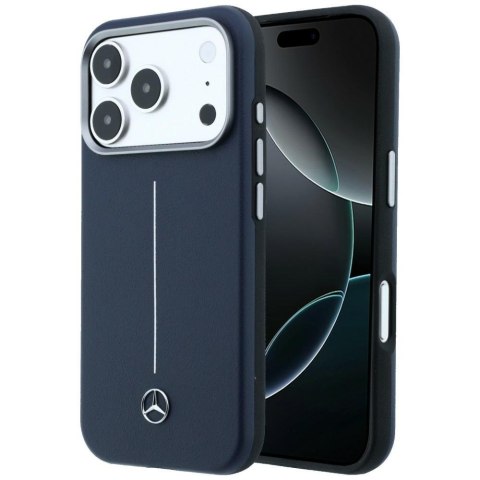 Etui Mercedes Leather Semi Wrap Iconic Line MagSafe do iPhone 17 Pro Max granatowy