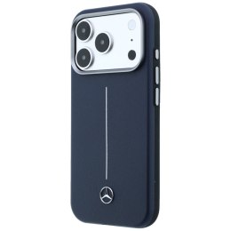 Etui Mercedes Leather Semi Wrap Iconic Line MagSafe do iPhone 17 Pro Max granatowy