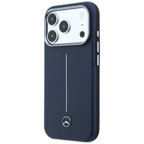 Etui Mercedes Leather Semi Wrap Iconic Line MagSafe do iPhone 17 Pro Max granatowy