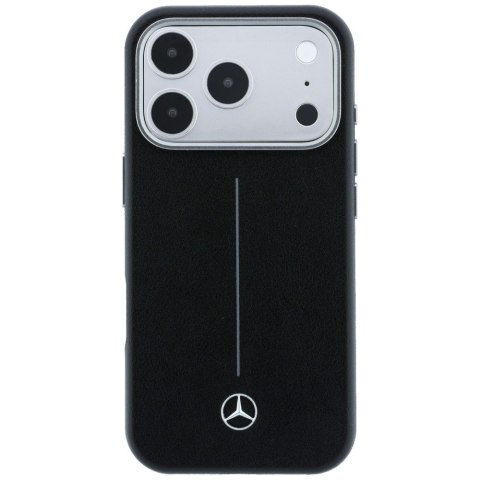 Etui Mercedes Leather Semi Wrap Iconic Line MagSafe do iPhone 17 Pro czarny
