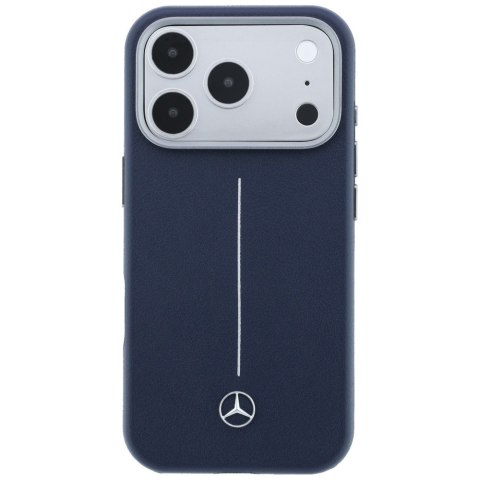 Etui Mercedes Leather Semi Wrap Iconic Line MagSafe do iPhone 17 Pro granatowy