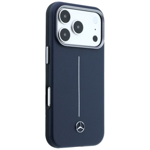 Etui Mercedes Leather Semi Wrap Iconic Line MagSafe do iPhone 17 Pro granatowy