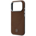 Etui Mercedes Leather Semi Wrap Wood Effect MagSafe do iPhone 17 Pro Max camel